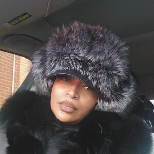 Elegant Black and Gray Fur Hat